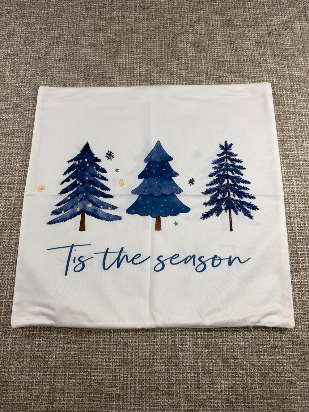 Blue Christmas Tree Holiday Pillow Cover - 'Tis the Season
